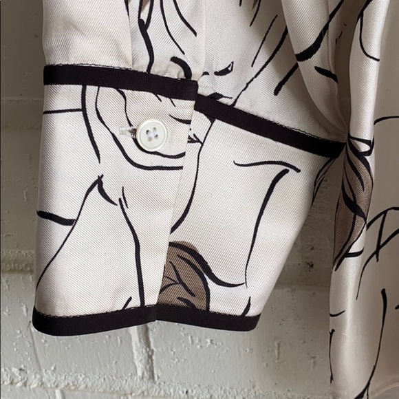 Lafayette 148 Scottie Lion Print Silk Blouse - Picture 5 of 8